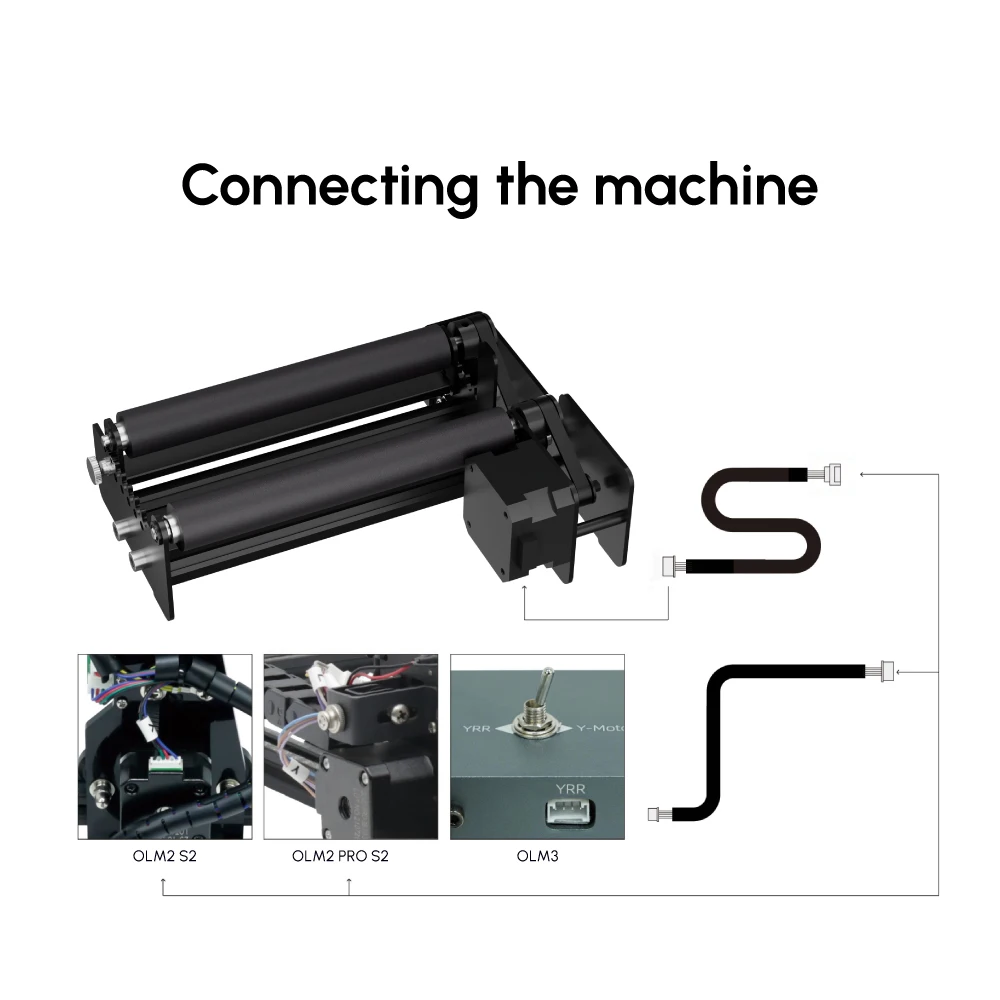 Imagem -03 - Rolo Rotativo Ortur Compatível com a Maioria dos Gravadores a Laser Máquina Cnc para Gravar Objetos Cilíndricos Dia de Ajuste Yrr 3.0