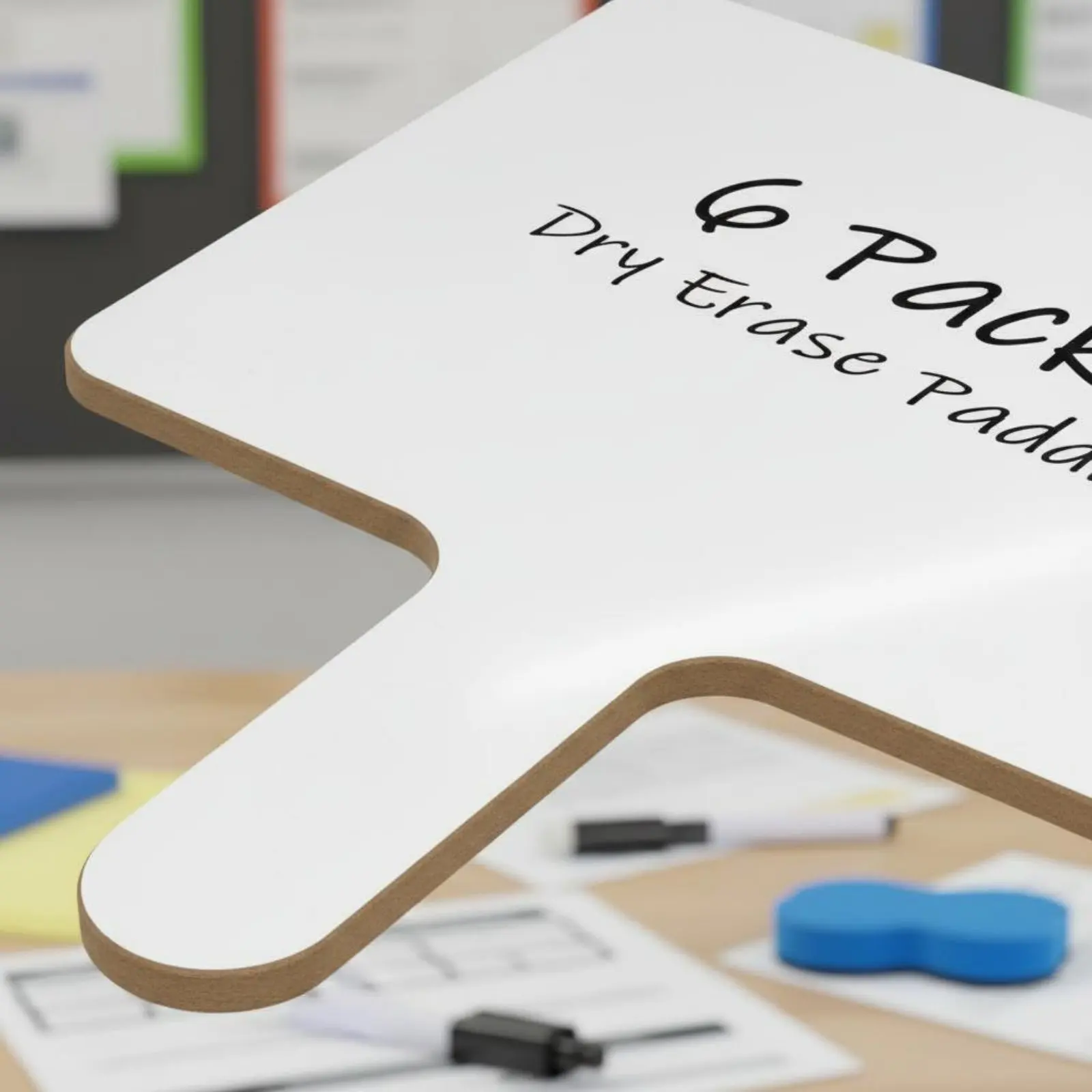 6 Pieces Dry Erase Answer Paddle Includes Markers and Erasers Double-Sided Whiteboard Paddle Handheld Whiteboard with Handle