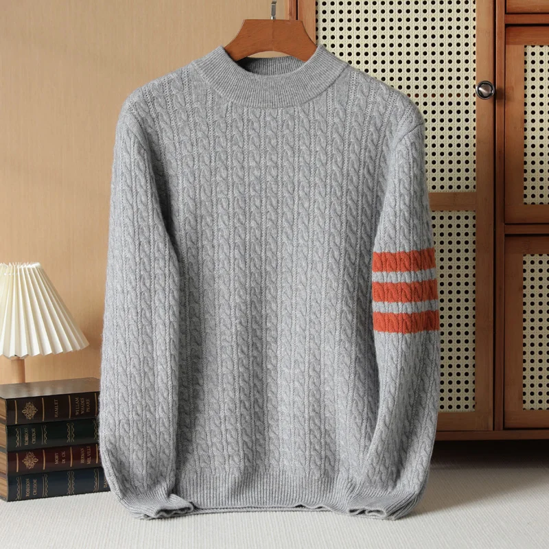 

2023 Men's 100% Pure Cashmere Knitted Sweater Round Neck Pullover Winter And Autumn Luxury Thickened Casual Loose Versatile Top