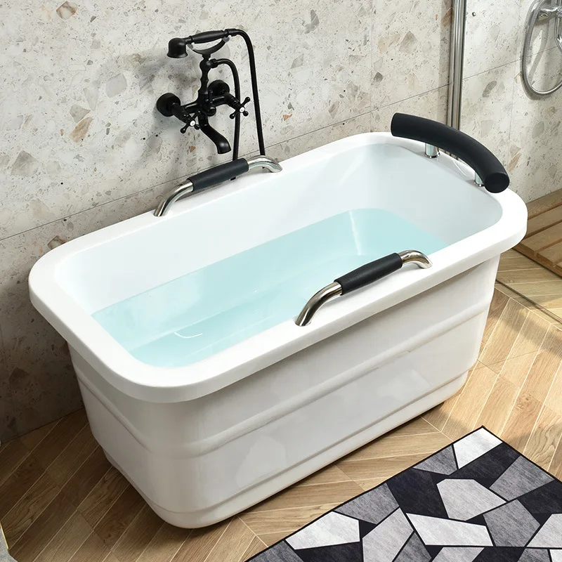 Bathtub acrylic double insulation freestanding bathtub with armrests Sitting deep soaking tub 0.9-1 meters