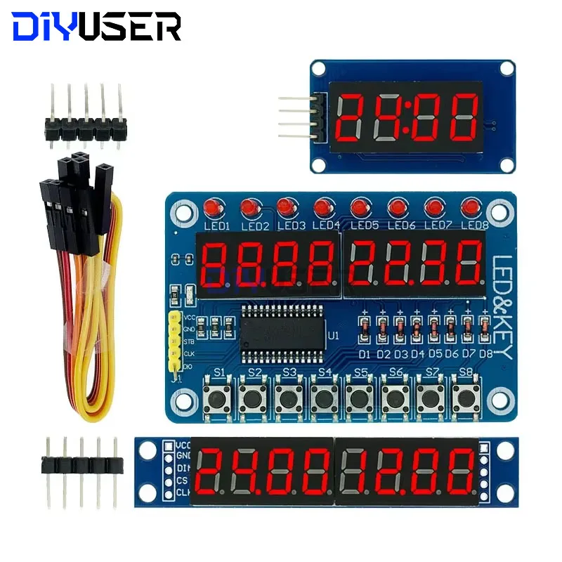 DIYUSER  TM1637 4 Bits/TM1638/MAX7219 8 bit Digital LED Display 7 Segment 0.36Inch Clock RED Anode Tube Four Serial Driver