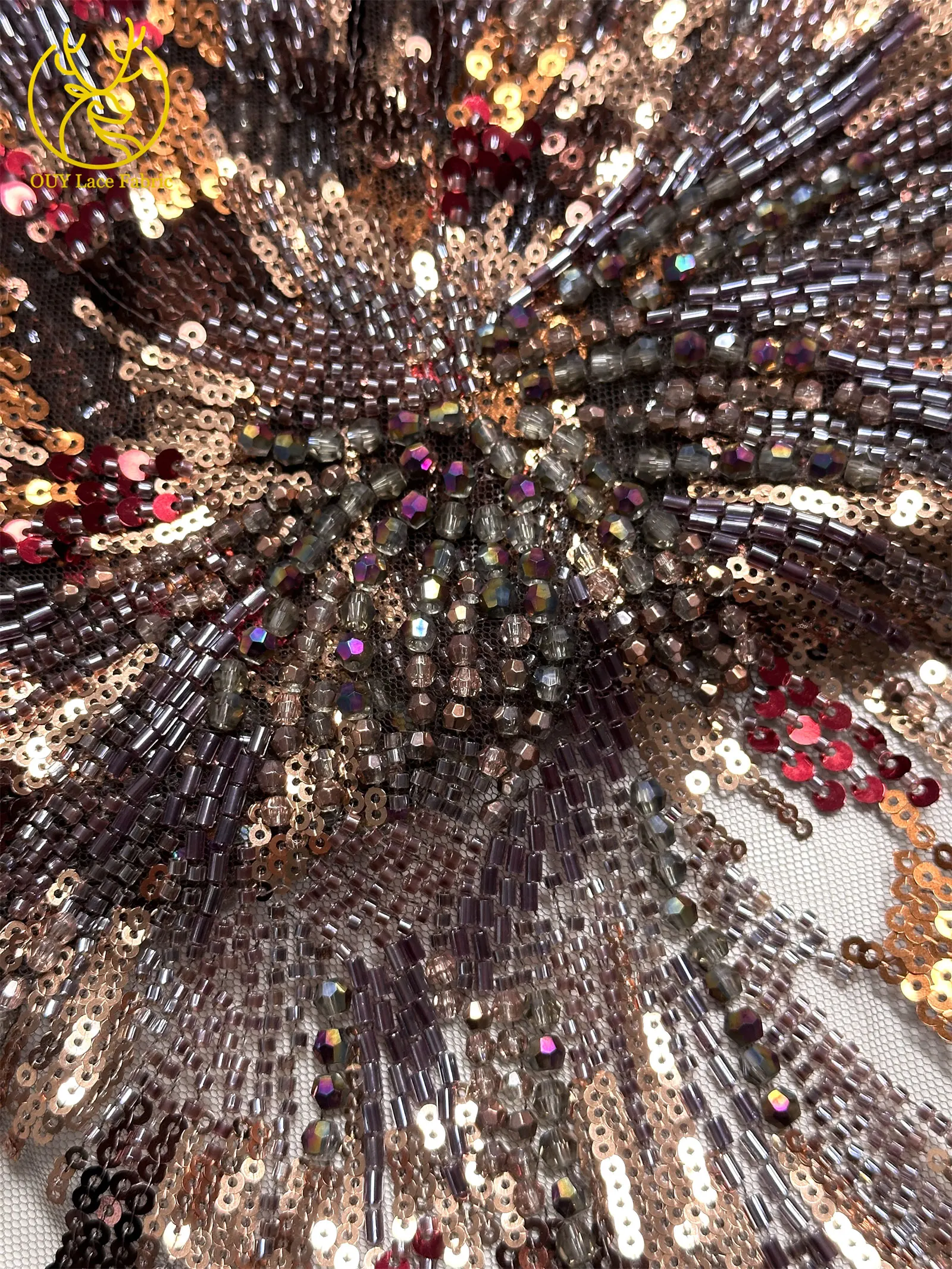 2026 Luxuriöser mexikanischer Perlen-Spitzenstoff 2026 Premium französischer nigerianischer Pailletten-Spitzenstoff, ideal für Hochzeitskleider und Partykleider – Detail 19