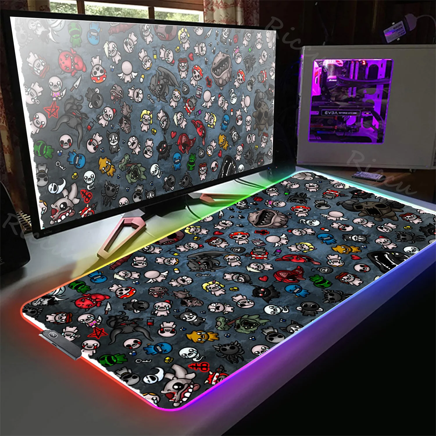 The Binding Of Isaac Light Mousepad RGB Keyboard Cover Desk-mat Colorful Surface  LED  Mouse Pad Waterproof World Computer Gamer