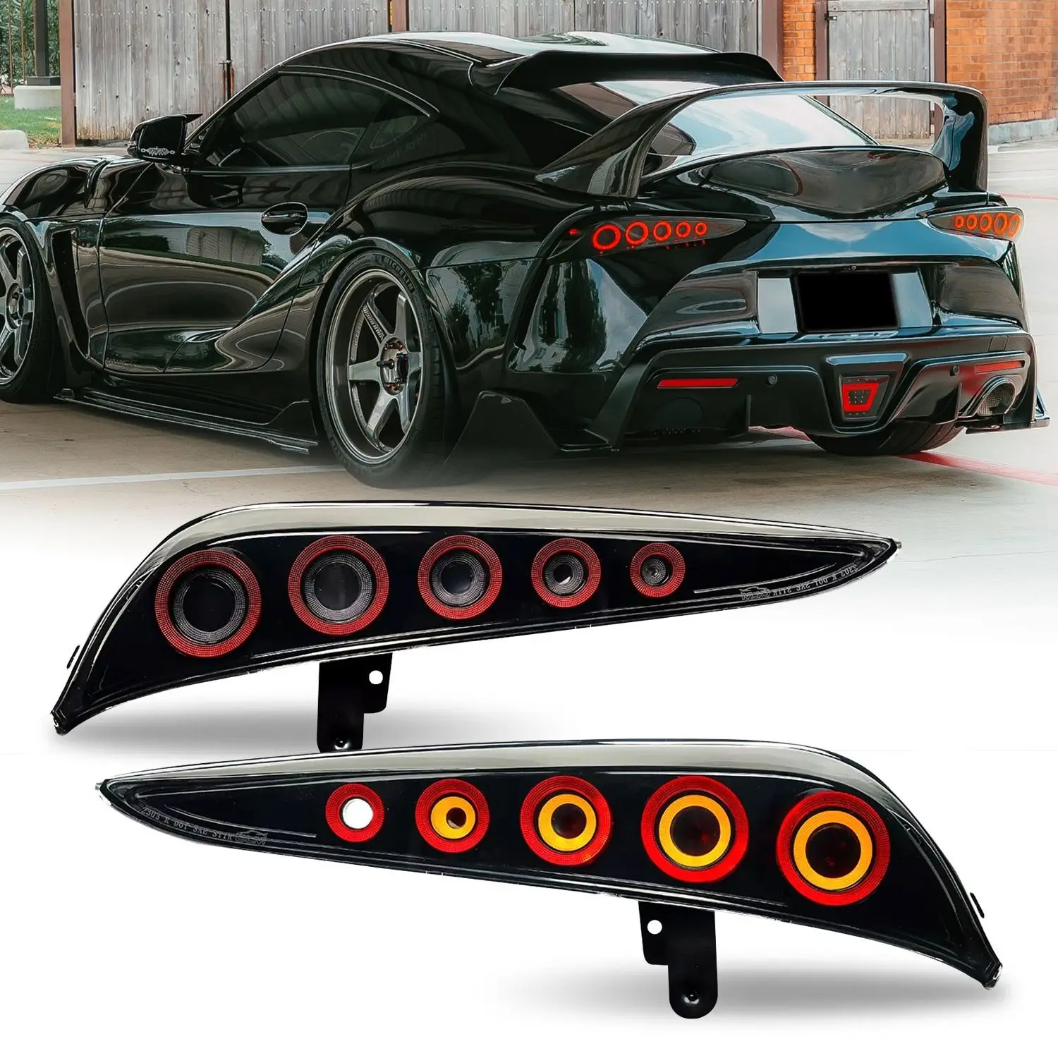

Pair Full LED Taillights For Toyota GR Supra A90 A91 GT4 2020 2021 2022 2023 2024 Taillamp Rear Lamp Brake Fog Turn Signal Light