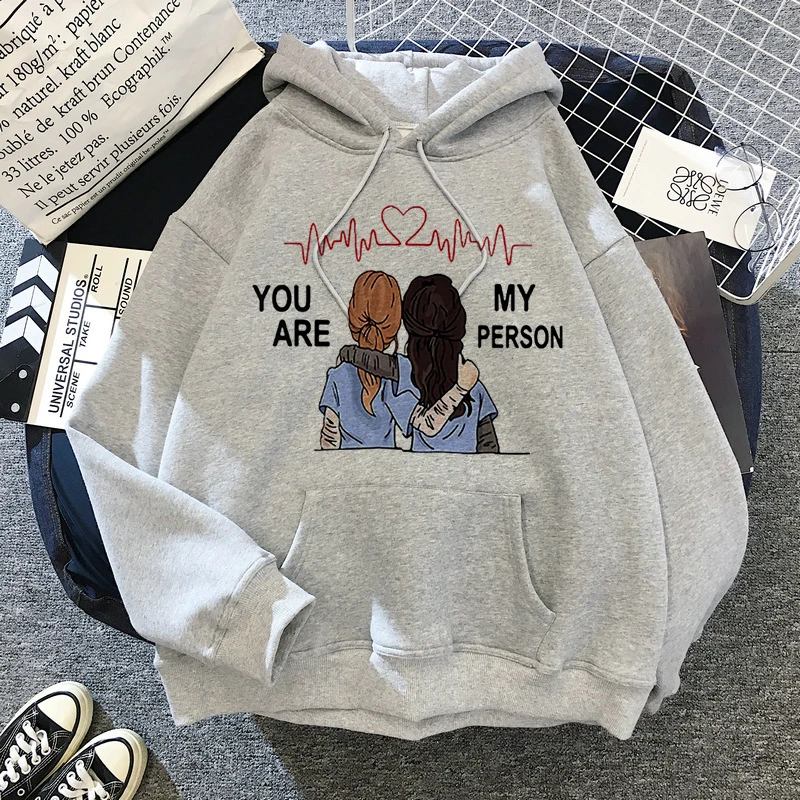 New Greys Anatomy Hoodie Men/women You Are My Person Sweatshirt Unisex Hooded Pullover Long Sleeve Funny Clothes Male 90s