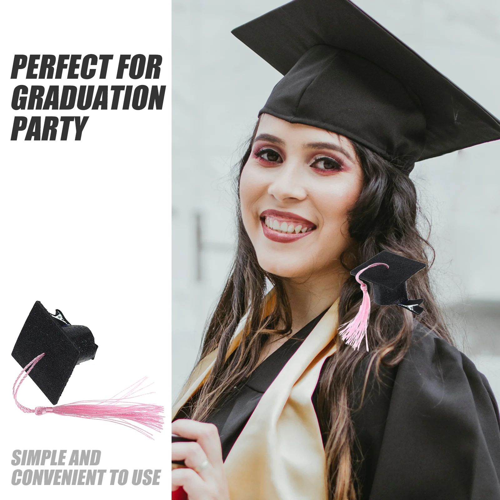 

6Pcs Graduation Party Hair Clips Doctoral Cap Style Tassel Hairpin Graduation Ceremony Photo Props Mini Hair Decor