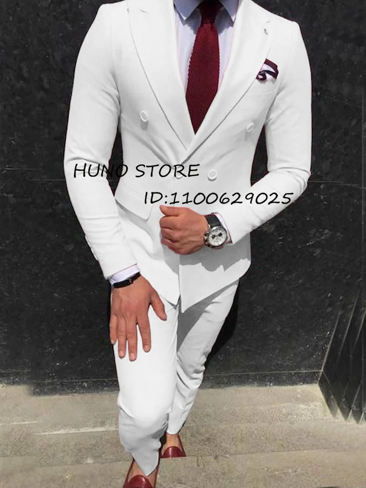 

Men'S Suit Suitable For Wedding Slim Fit Bump Collar Double-Breasted Best Man Tuxedo Custom-Made Male 2 Blazer Sets