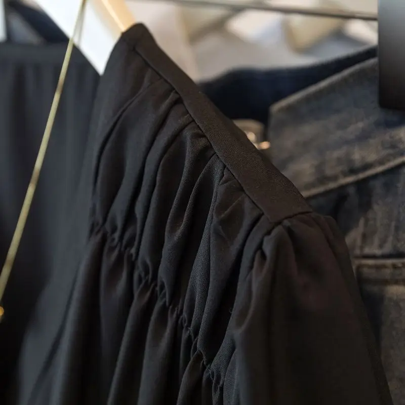 200 Pounds Plus Size Elastische Taille Büro-Damen-Trendhemd und Bluse Einfarbiges Oberteil Damenbekleidung V-Ausschnitt French Chic Basics – Detail 34