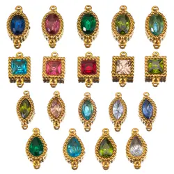 10pcs/lot Stainless Steel Waterdrop Crystal Charm Square Pendants Bracelet Connector for DIY Jewelry Making Necklace Earrings