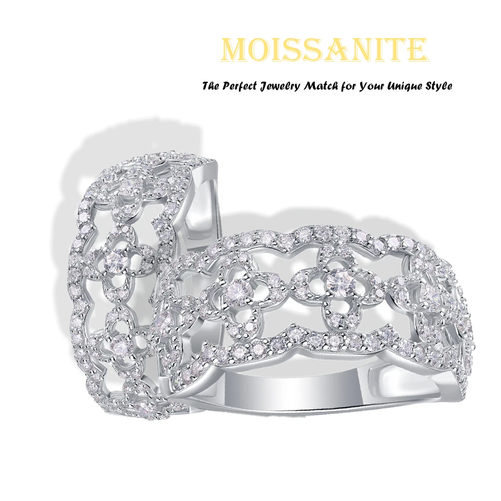 

JIU ZUAN Moissanite половинное кольцо вечности в стандартном серебре. Дизайн унисекс для повседневной носки, помолвки или свадебных подарков.