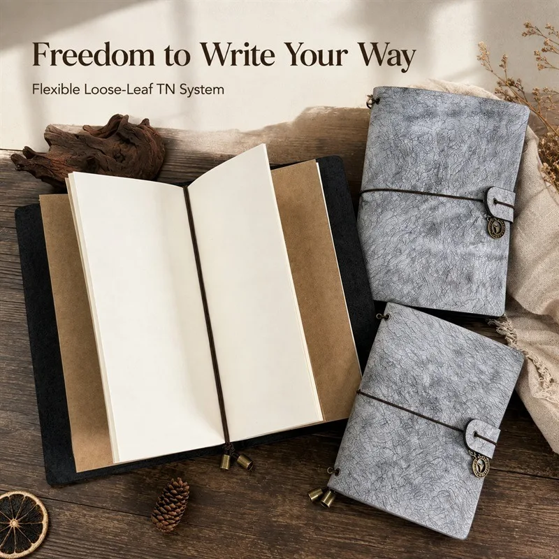 Top Grain Leather Traveler Notebook Vintage Handmade Loose Leaf TN Journal Genuine Leather Travel Diary Planner Custom Engraving
