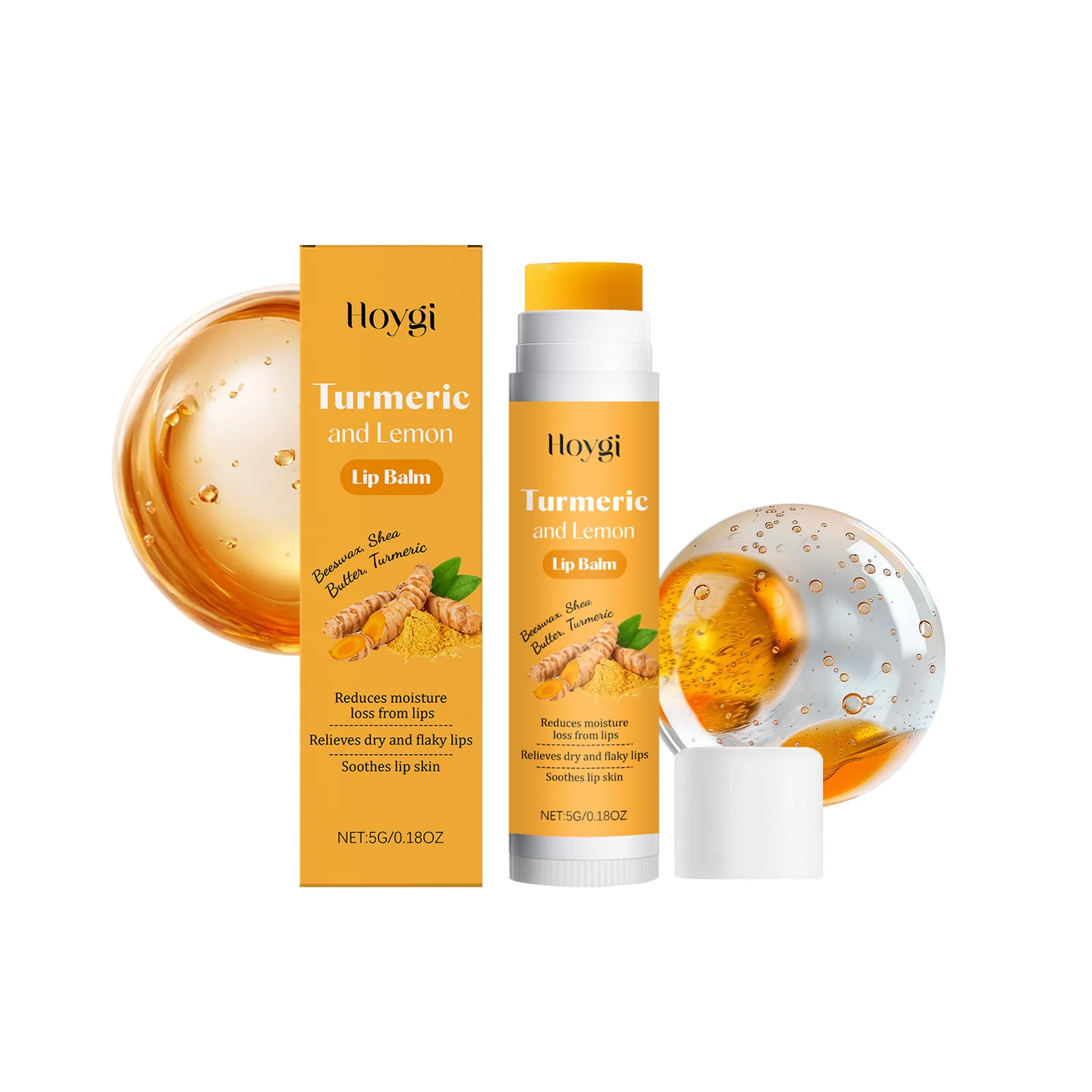 ホイギ ターメリックレモン リップバーム 保湿リップケア 乾燥・荒れ・剥がれやすい唇用 栄養補給・救済