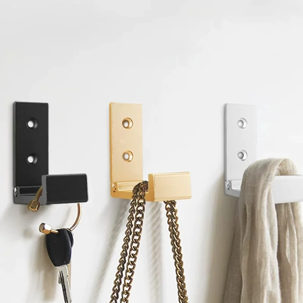 Folding Coat Hooks Black Aluminum Alloy Wall Door Clothes Hooks Headphones Holder Bathroom Towel Hanger Hook with Screws - view 4
