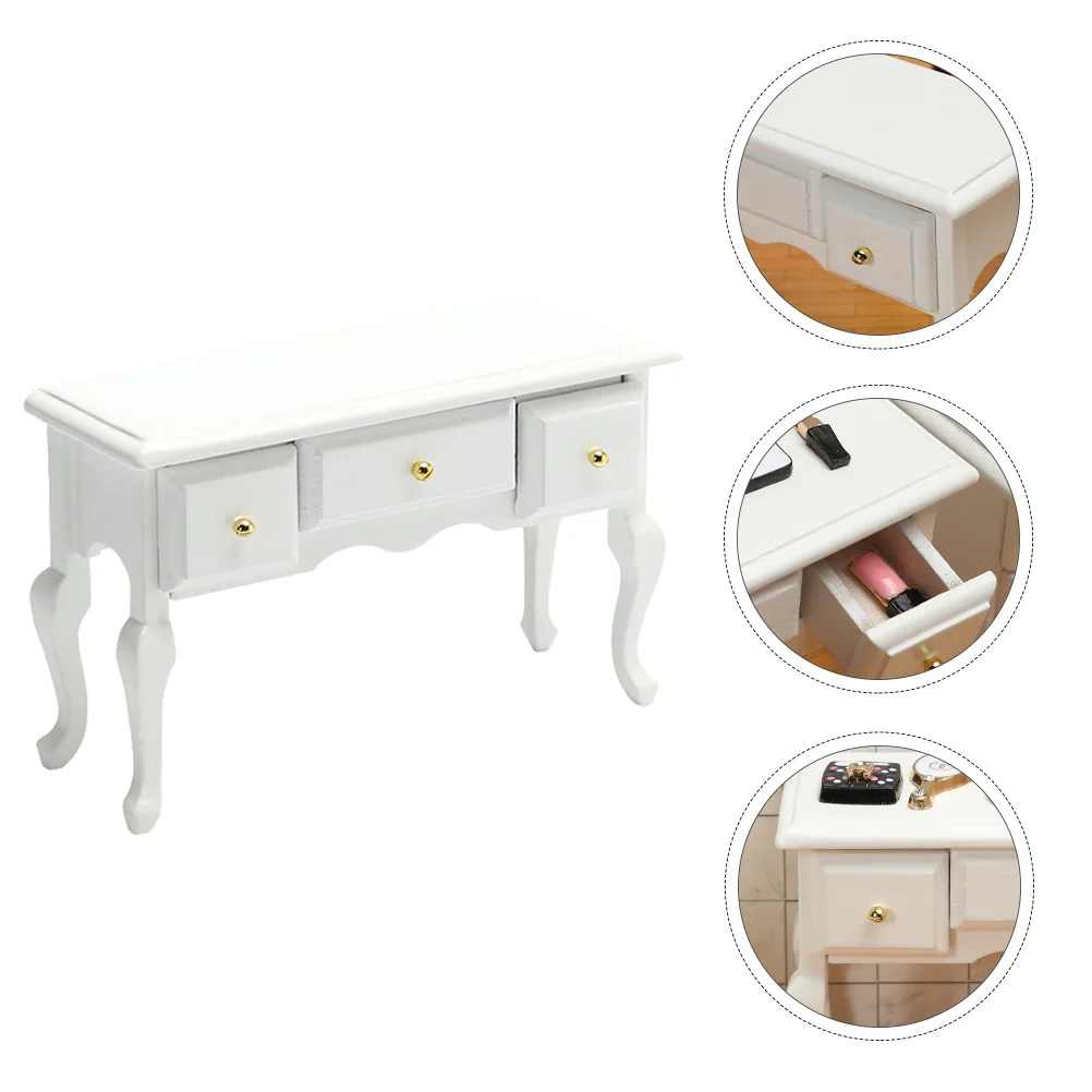 Side Table Decor Dollhouse Chest of Drawers Display Cabinet Retro Wooden Desk Child Christmas