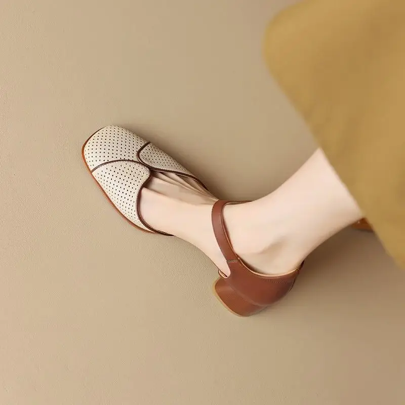 Woman Shoes for Office Work Sandals Women Heeled Sabot Half Pumps Closed High Heels Luxury 2024 Korea Trending Sales Trend Daily