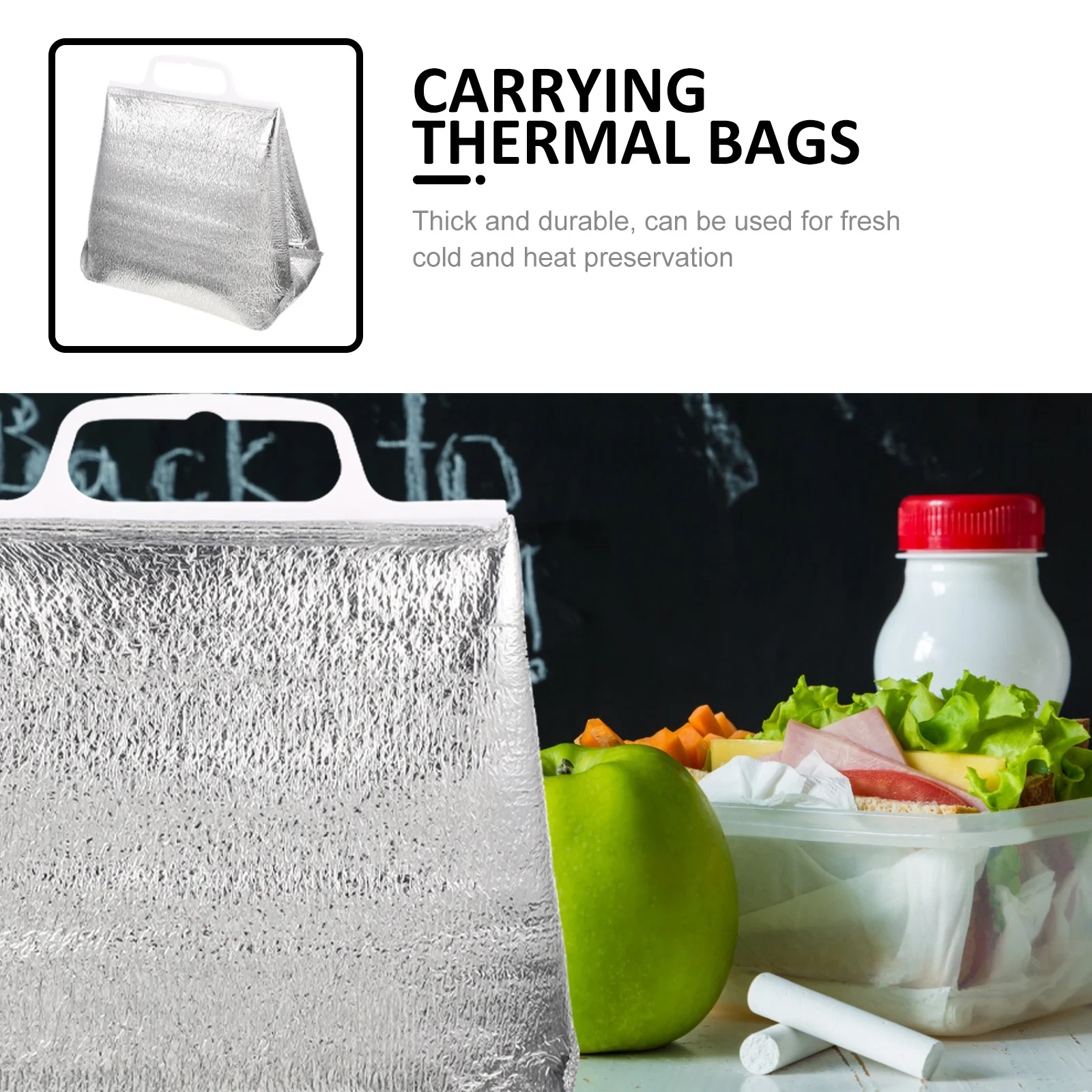 

10Pcs Insulated Bags Large Capacity Aluminum Foil Delivery Carrier for Take-Out Food Restaurant Grocery Thermal Bags