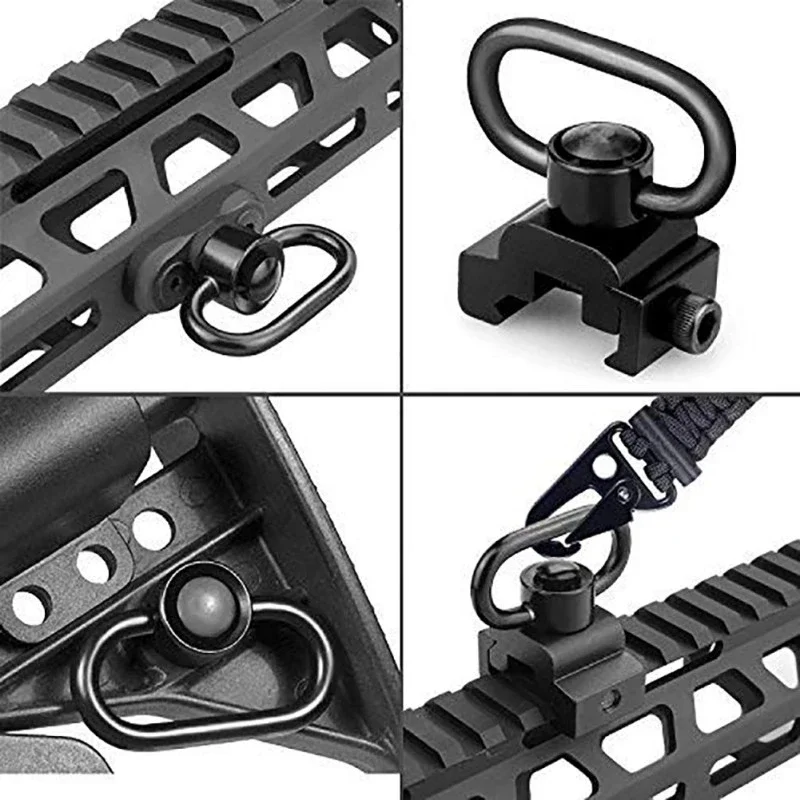 1PC M-Lok Fibbia a sgancio rapido con perno girevole QD Strap Anello adattatore per montaggio su guida Accessori per armi da caccia all\'aperto