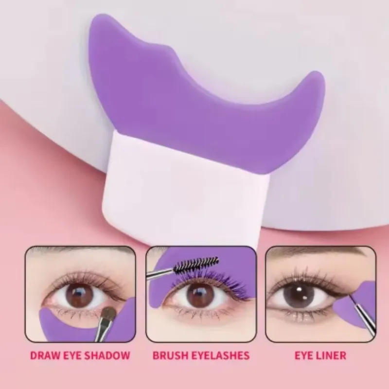 درع حماية لظلال العيون وكحل العيون من السيليكون مع مقبض |   مساعد مكياج مقاوم للتلطخ لمكياج العيون المثالي، محمول وسهل