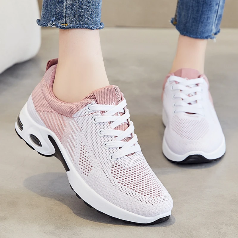 Trendy Sports Shoes 2024 New Mesh Breathable Color Blocking Casual Comfortable Anti Slip Vulcanized Shoes Platform Sneakers