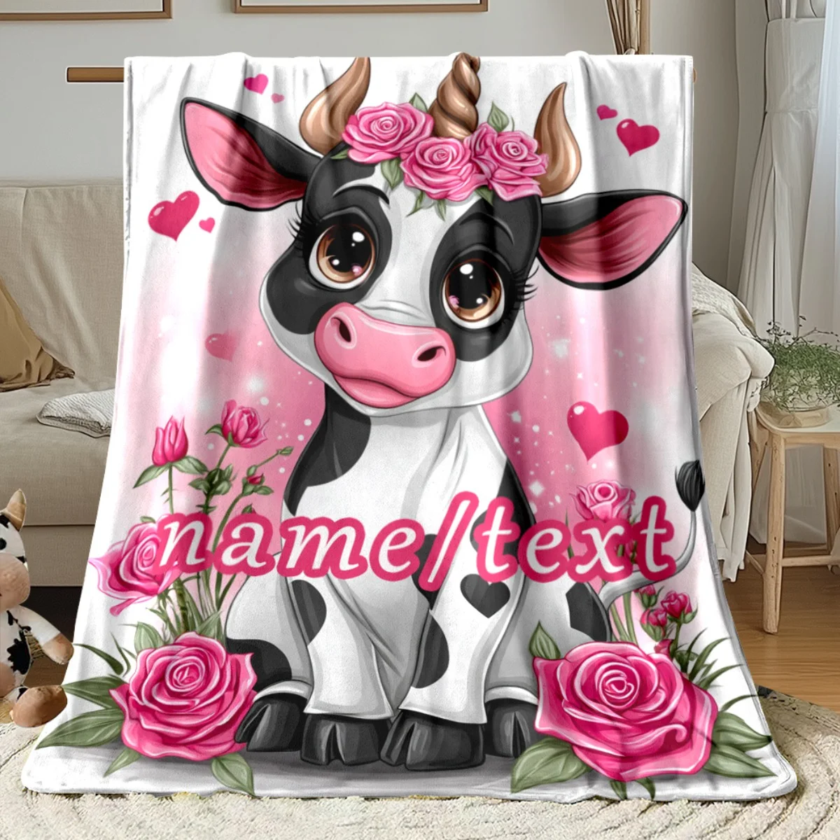 Custom Name Fish Fleece Blanket, suitable for sofa, bed, birthdays, children, fishing enthusiasts, friends, gifts