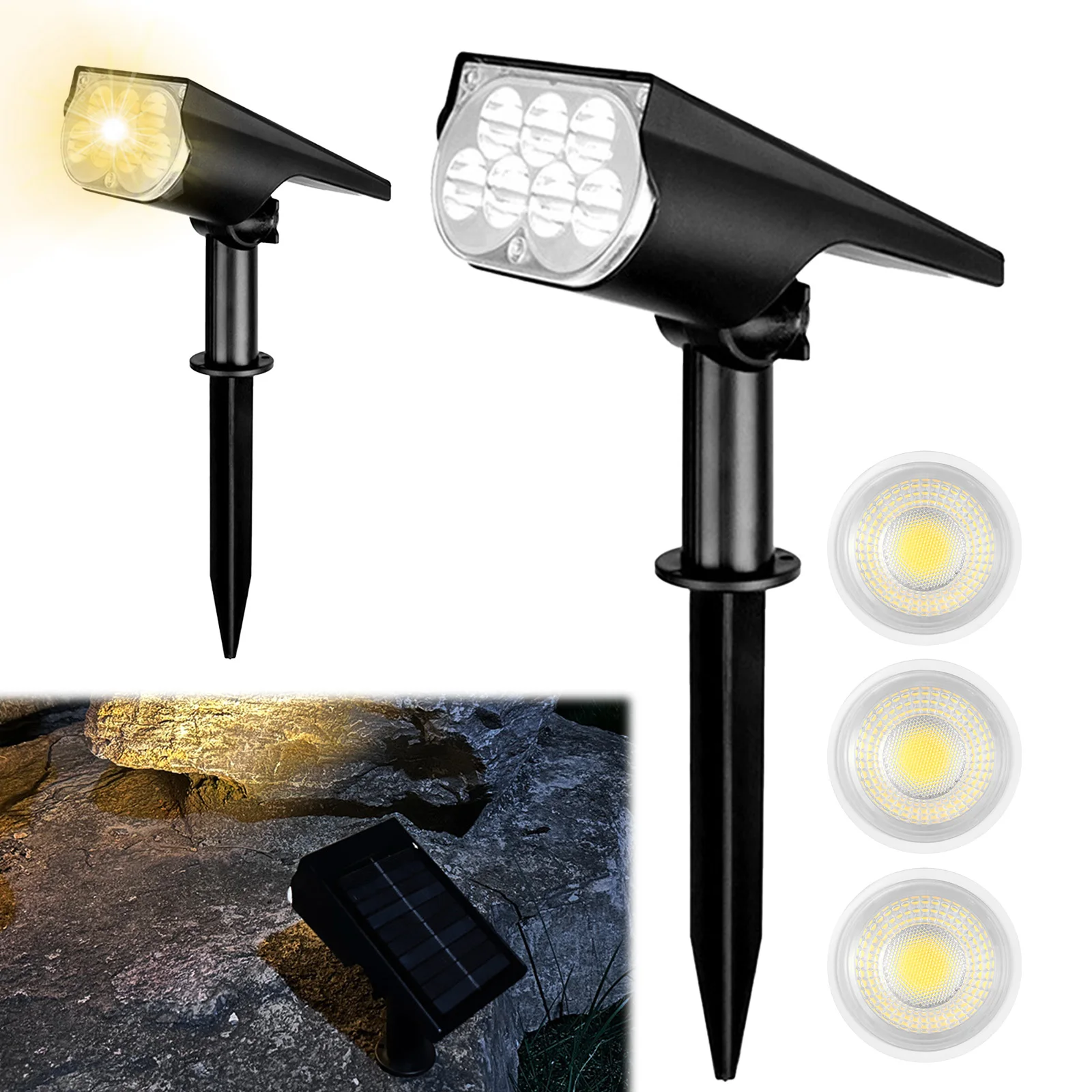 Lampes solaires d'extérieur, étanches, projecteurs solaires de paysage, 7 LED, lampes solaires de jardin pour cour, jardin, maison, garage, allée