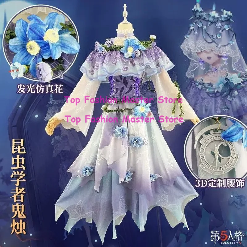 

Cosplay Identity V Melly Plinius Entomologist Costume Blue Flower Girl Lolita Dress Melly Plinius Cosplay Wig Outfit