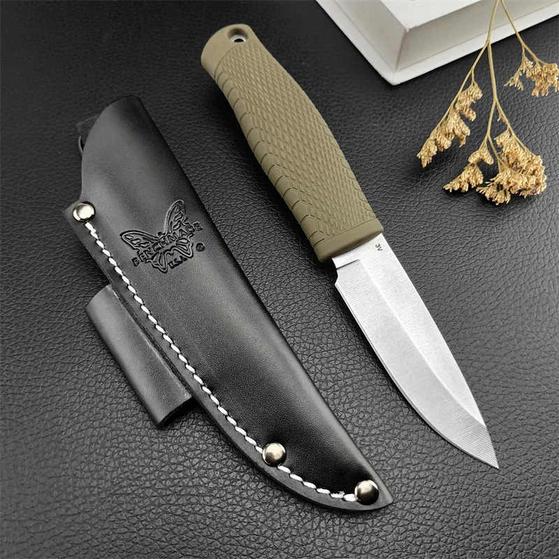 2024 Newest Multifunction BM 200 Puukko EDC Combat Tactical Fixed Blade Knife D2 Satin Blade OD Green Santoprene Military Knives