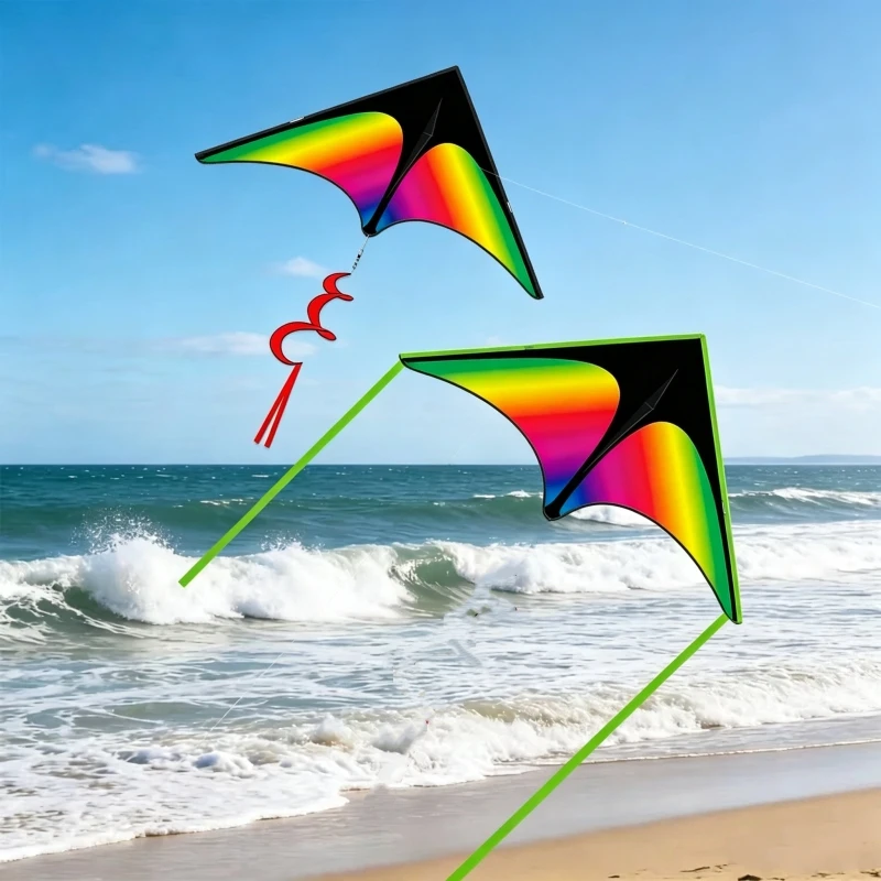 Rainbow Kites flying nylon kite string line weifang kite factory outdoor fun sports beach kite buggy parachute snake kite winder