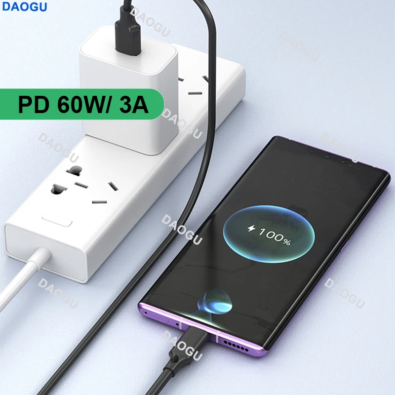 PD60W Fast Charging Cable USB Type C Wire USB3.0 15cm 30cm 50cm 1m 10Gbps Data Cord USB Type-c Cable 2m 5Gbps for SSD Hard Disk