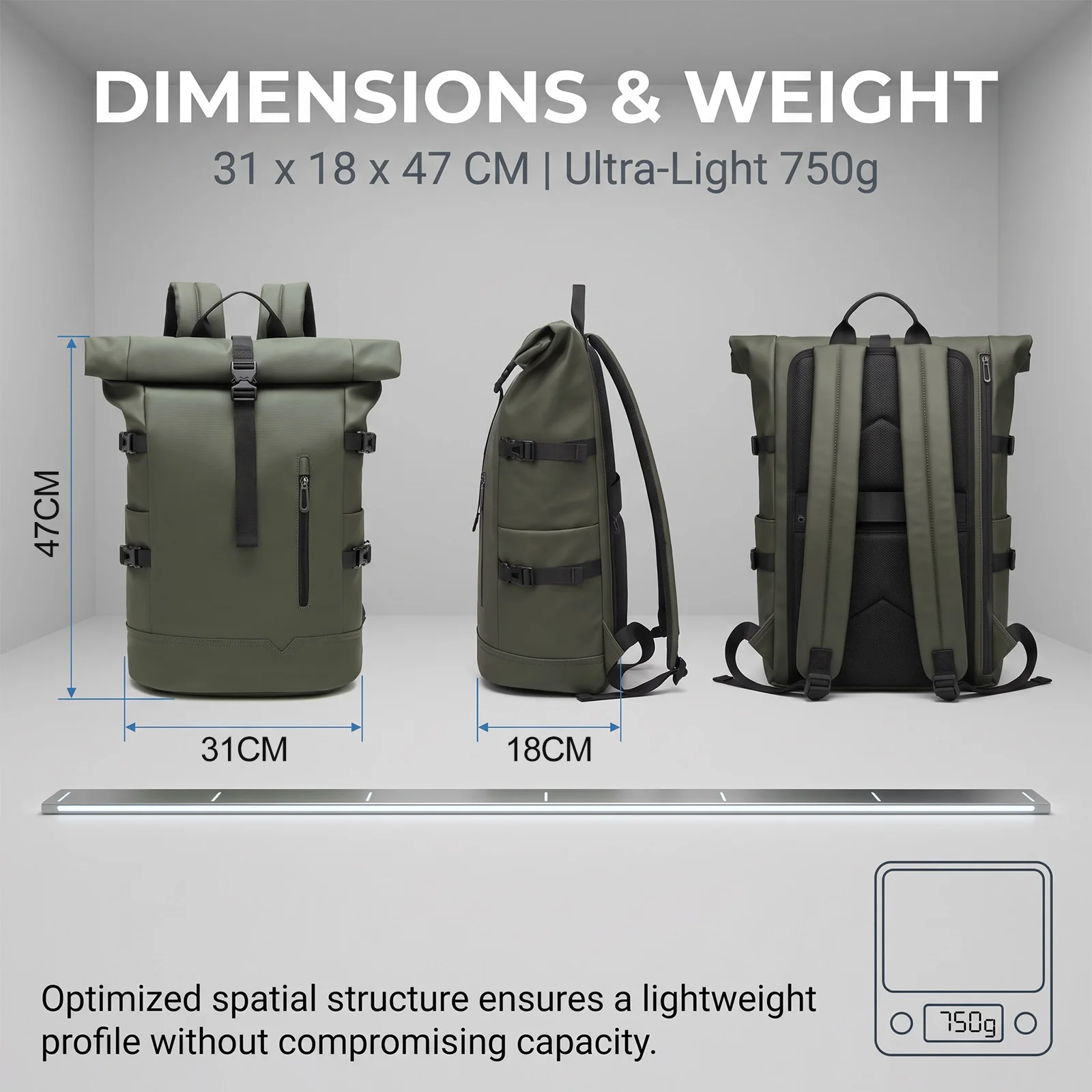 Professional 16-Inch Laptop Backpack for Men,Business Travel Daypack,Outdoor Hiking & Office Commute Slim Fit Casual Rucksack