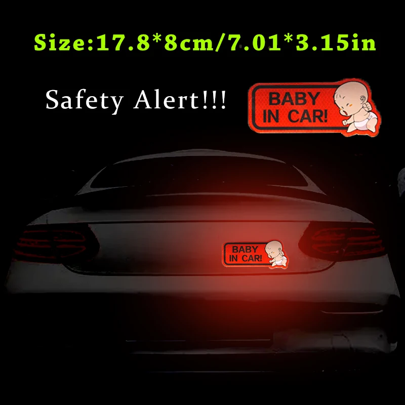 1pc Car Bumper Reflective Safety Strip Stickers Baby in Car Pattern Car Reflective Sticker Reflective Warning Safety Tape