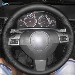 Para Opel Astra (H) Vauxhall Holden Astra Signum Vectra (C) 2005-2009 Zaflra (B) 2005-2014 cubierta de cuero negro para volante de coche