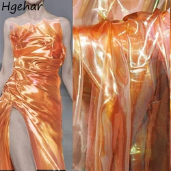 Organza Fabric Orange Transparent Fashion DIY Apparel Sewing Cloth Ins Design Handmade Soft Plain Breathable Popular Vintage Y2K