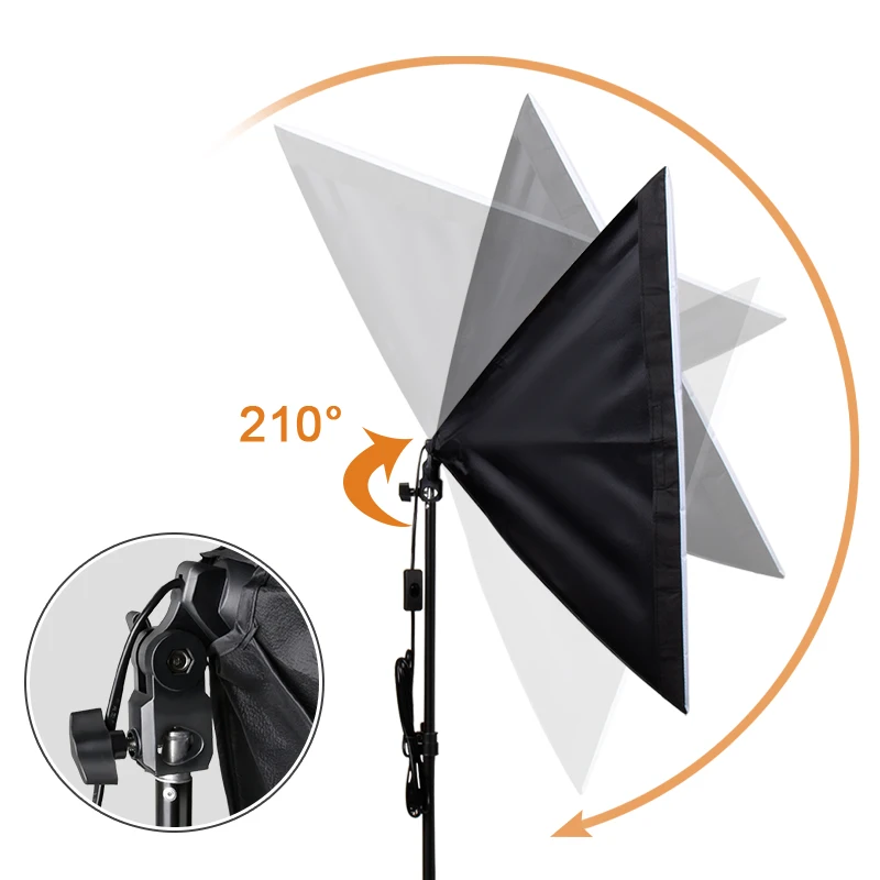 20x28in E27 Soft Photo Lighting Kit 30w,58w,85w Led Bulb Adjustable Lights With 1.6M Tripod Softbox For Shooting,Video,Streaming