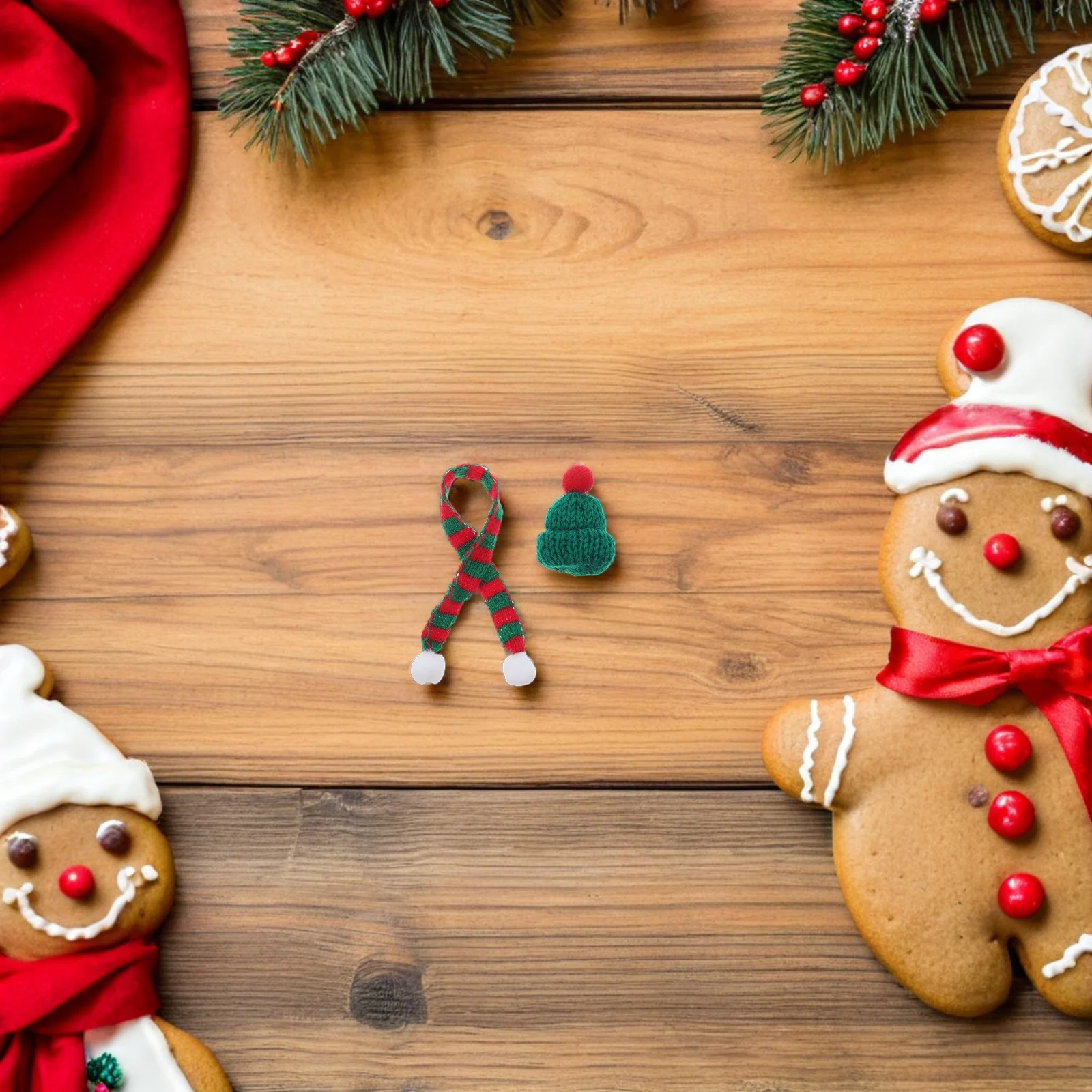 20Pcs Mini Christmas Knitting Hats and Scarves Christmas Mini Knit Hat Craft Supplies Xmas Decoration Set Santa Knit Hat