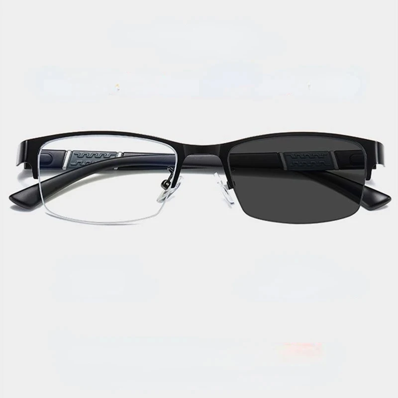 Herren Vintage Business photo chrome Myopie Brille Halb rahmen Metall blaues Licht blockierende Brillen klassische UV-Sonnenbrillen – Detail 5