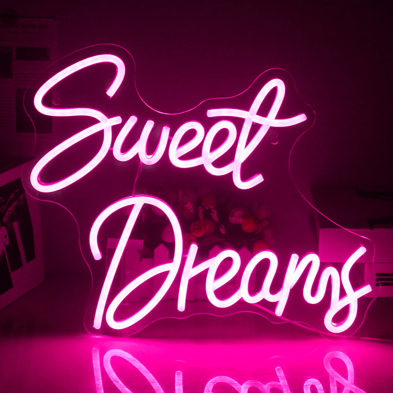 Sweet Dreams Neon Sign LED Lights Aesthetic Room Decoration For Home Bar Birthday Party Bedroom USB Powered Art Letter Wall Lamp