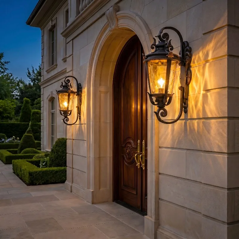 Solid Aluminum European Outdoor Wall Lamp Waterproof Exterior Sconce Villa Porch Corridor Entryway Decorative Fixture view 3