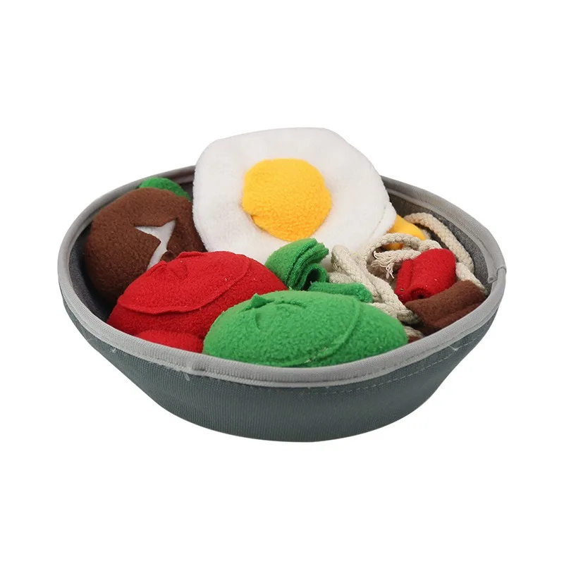 

Dog Snuffle Bowl Toy Noodle Shape Squeaky Feeding Mat Interactive Training Slow Food Pad Stress Relief Chew Resistant Pet Toy