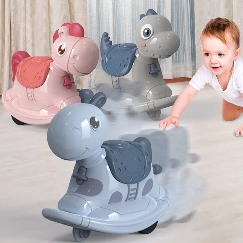 Children's Rocking Cart Press Sliding Inertial Pullback Car Toy Cartoon Animal Small Trojan Horse Dinosaur Kids Educational Gift