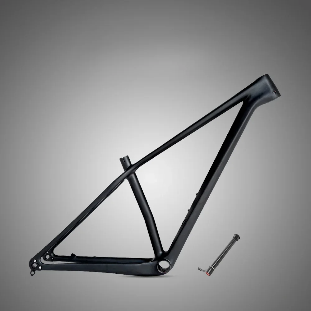 

Custom 142 Barrel Axle Carbon Fiber Frame Unmarked All Black Mountain Frame XC Off-Road Bike Frame