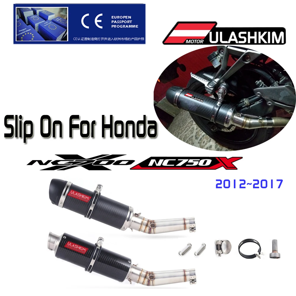 

Motorcycle Exhaust Muffler Pipe Link Pipe Carbon Fiber Exhaust Slip on Escape FOR HONDA NC700 NC750 NC750X 2012-2017