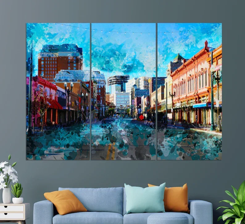 El Paso Canvas Print Skyline Abstract Painting Wall Art