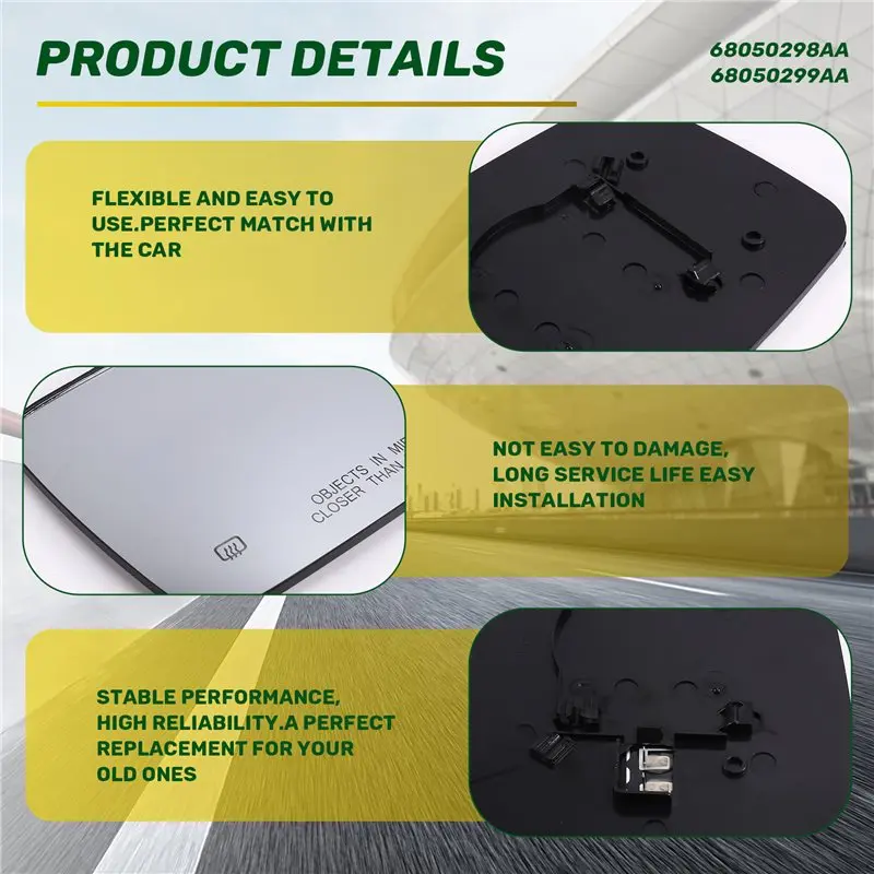

68050298AA 68050299AA For Dodge Ram 1500 2009-2019 Ram 2500 2012-2019 Auto Heated Wing Rear Mirror Glass