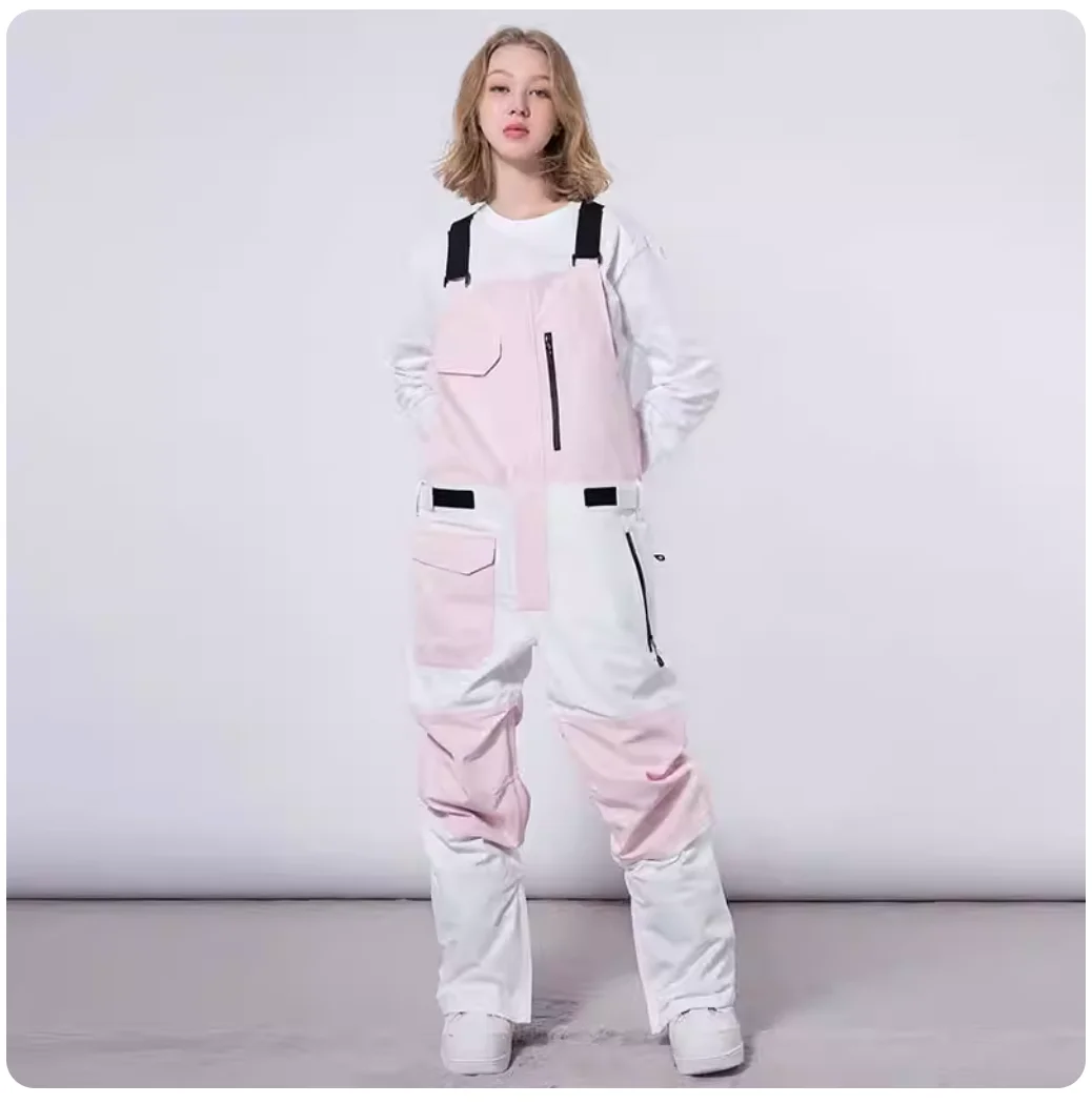 

RAWRWAR 2025 Unisex Insulated Ski Bib Pants - Waterproof & Windproof Snowboard Trousers | Color Block Design for Outdoor Sports