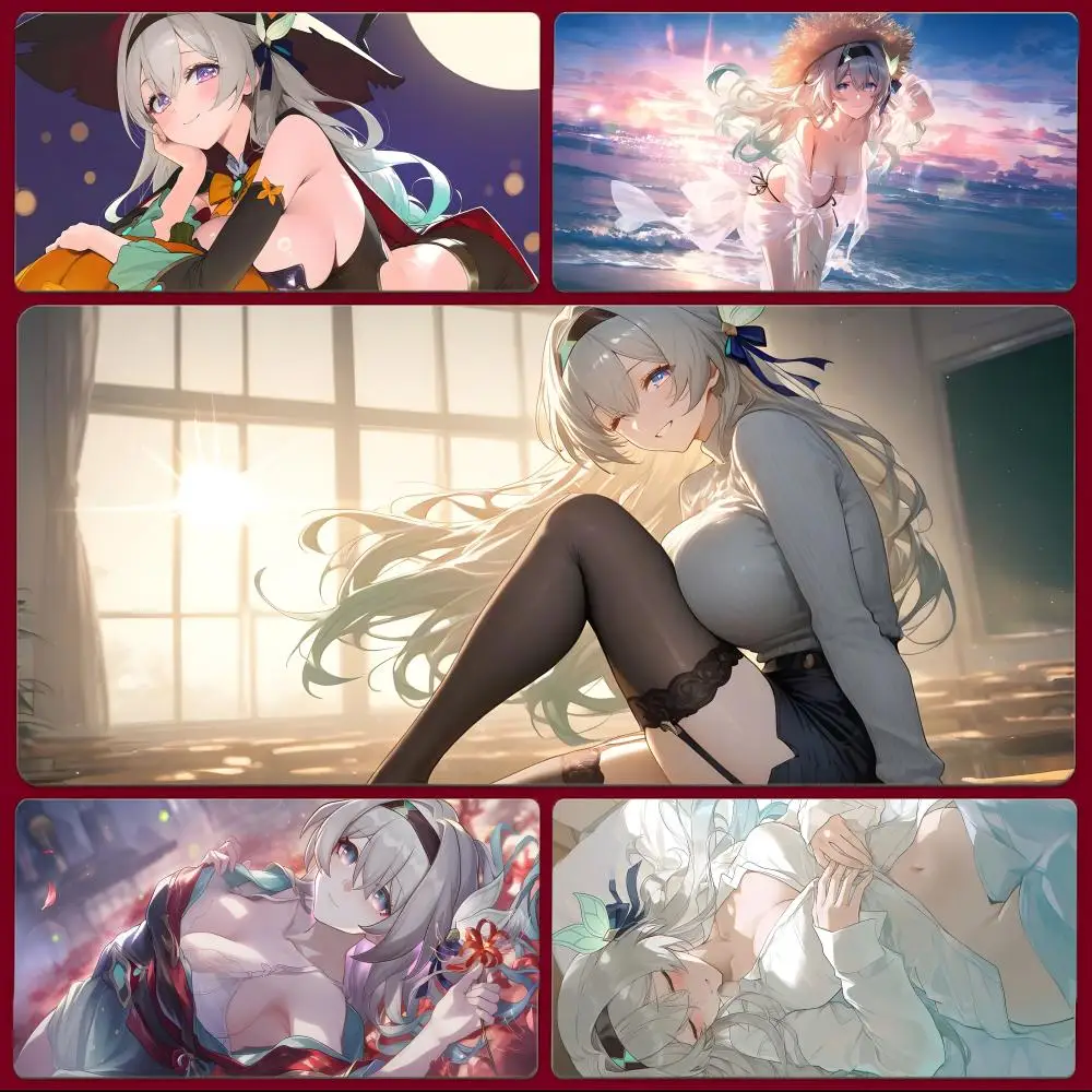 space rpg cute girl H-Honkai Star Rail Firefly Mouse Pad Large Gaming Mousepad with Stitched Edges Thickened Desk Mat PC