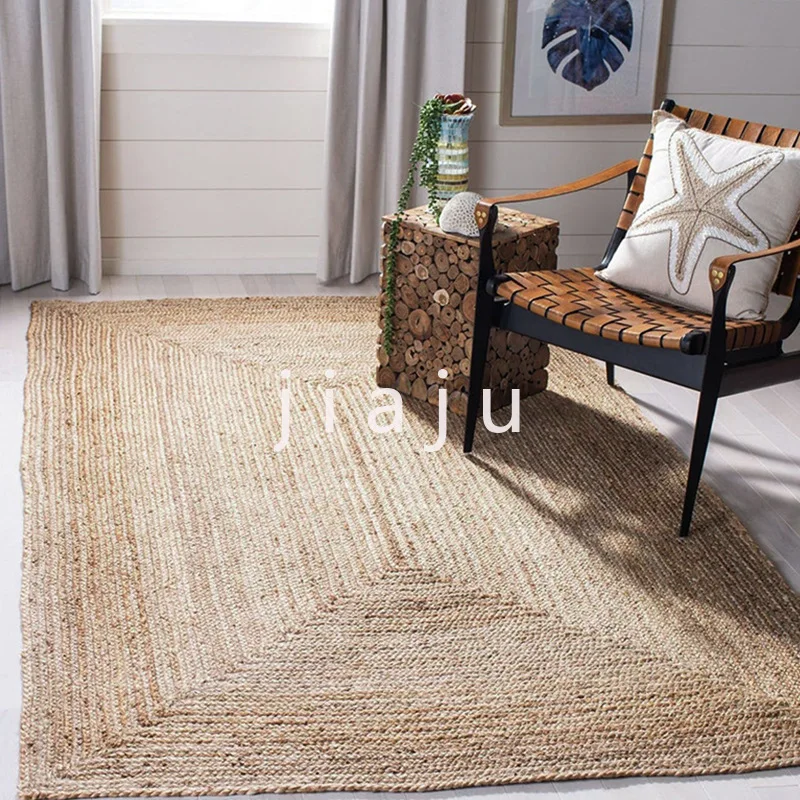 

Alfombra para sala estar, alfombra tradicional tejida a mano yute Natural para dormitorio, decoración minimalista para el hogar