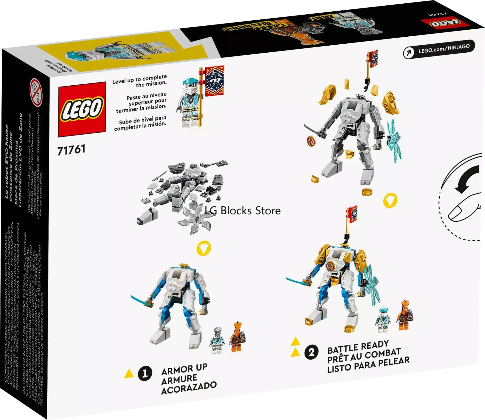 LEGO NINJAGO Zane’s Power Up Mech EVO Action Figure with Cobra Snake and Zane Minifigure 71761 Mission Banner Series (95Pcs)