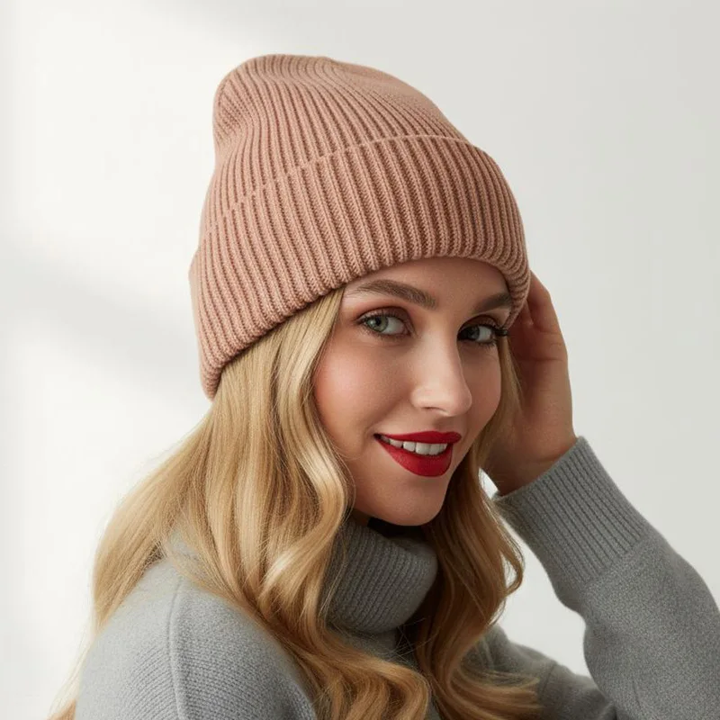 Graphite Washed Knitted Hat for Women with Brimless Outdoor Warm and Thickened Men's Woolen Hat Cycling Hat