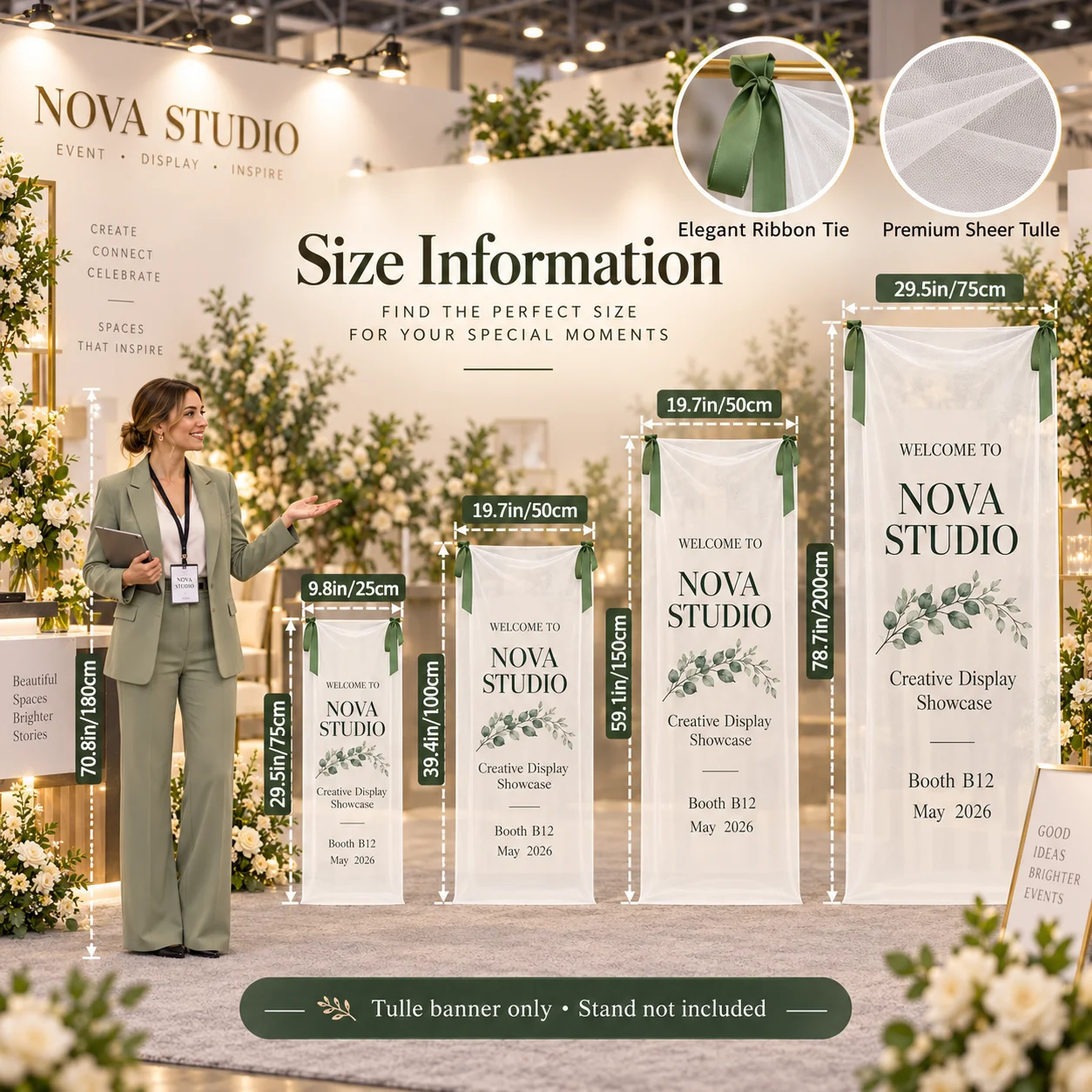 Custom Transparent Decorative Mesh Multi-Size Personalized for Trade Show Booth Backdrop Brand Display Event